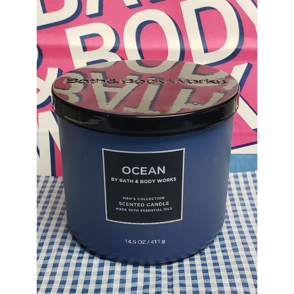 BBW Ocean Men's Collection Large 3 Wick Candle Home Fragrance Decor - Picture 1 of 2